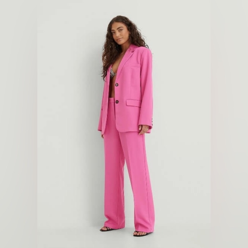 MATCHING SET: Na-Kd Women's Pink Suit Blazer and Trousers